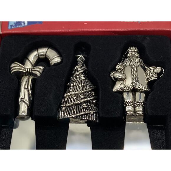 Christmas Spreaders Utensil Silverware Set Stainless Steel Candy Cane Tree Santa - Picture 3 of 4